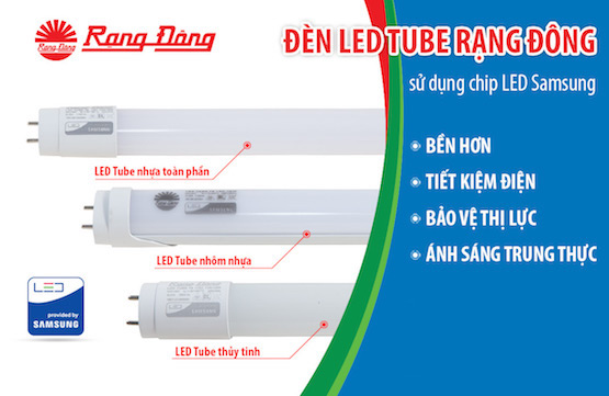 Bộ đèn Led Tube BD LT01 T8 0m6 10W Rạng đông