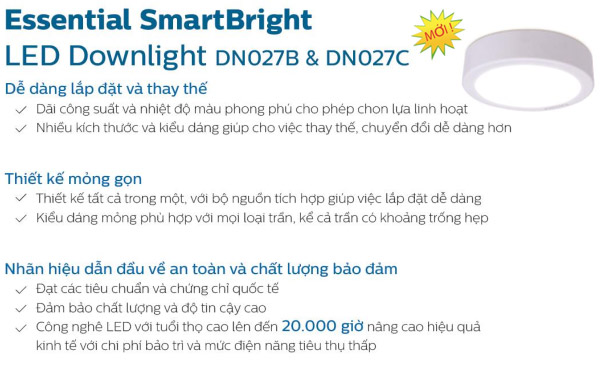 Đèn led ốp trần15W DN027C LED12 D175 Philips