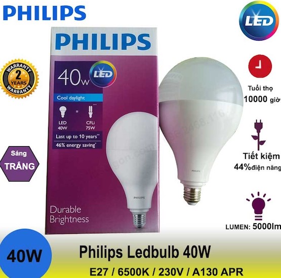 Bóng đèn Ledbulb HiLumen 40W A130 Philips
