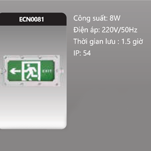 Đèn exit IP54 8W ECN0081 Duhal