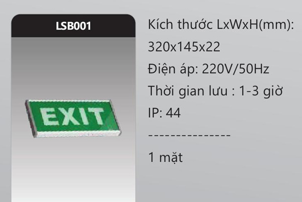 Đèn exit thoát hiểm LSB001 Duhal