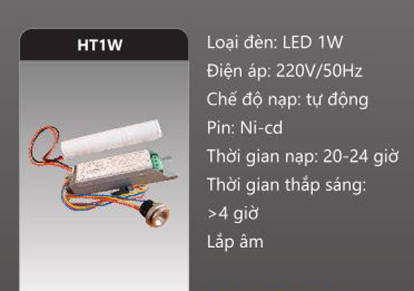 Đèn khẩn cấp âm trần 1W HT1W Duhal