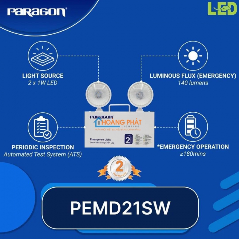 Đèn sạc khẩn cấp PEMD21SW Paragon
