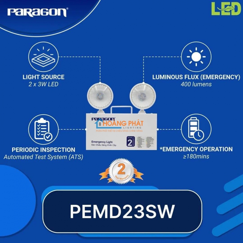Đèn sạc khẩn cấp PEMD23SW Paragon