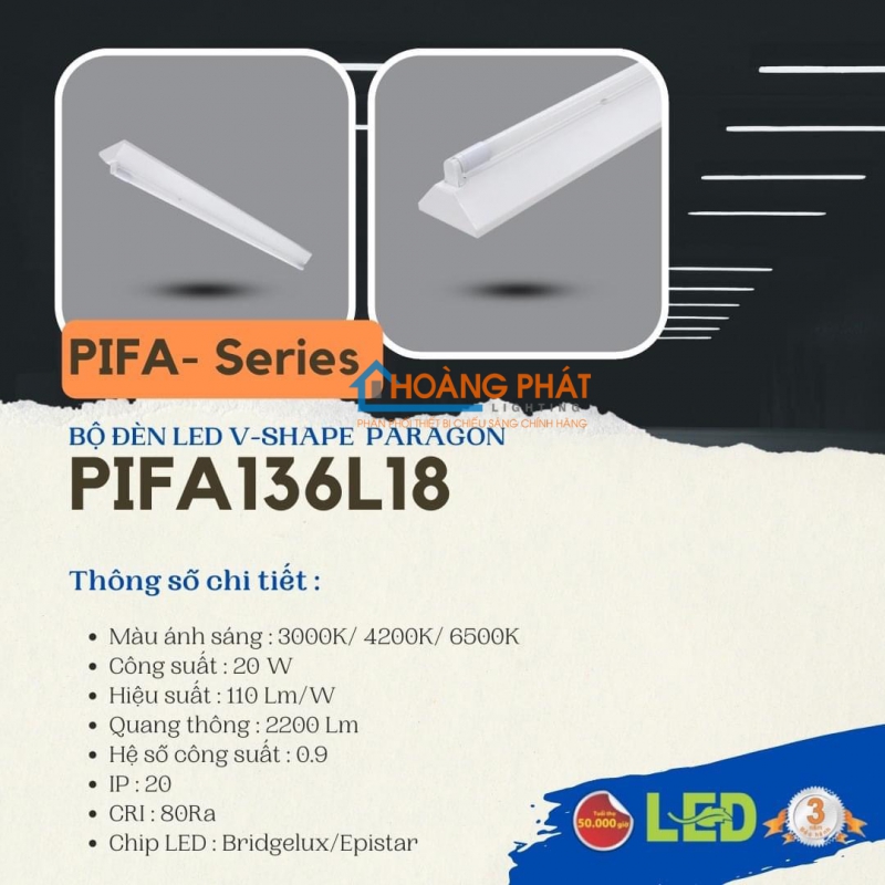 Bộ đèn led V-Shape PIFA136L18 Paragon