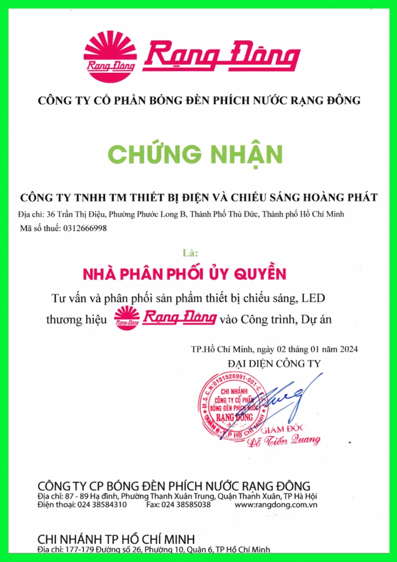 Đại lý bóng đèn Led Rạng Đông