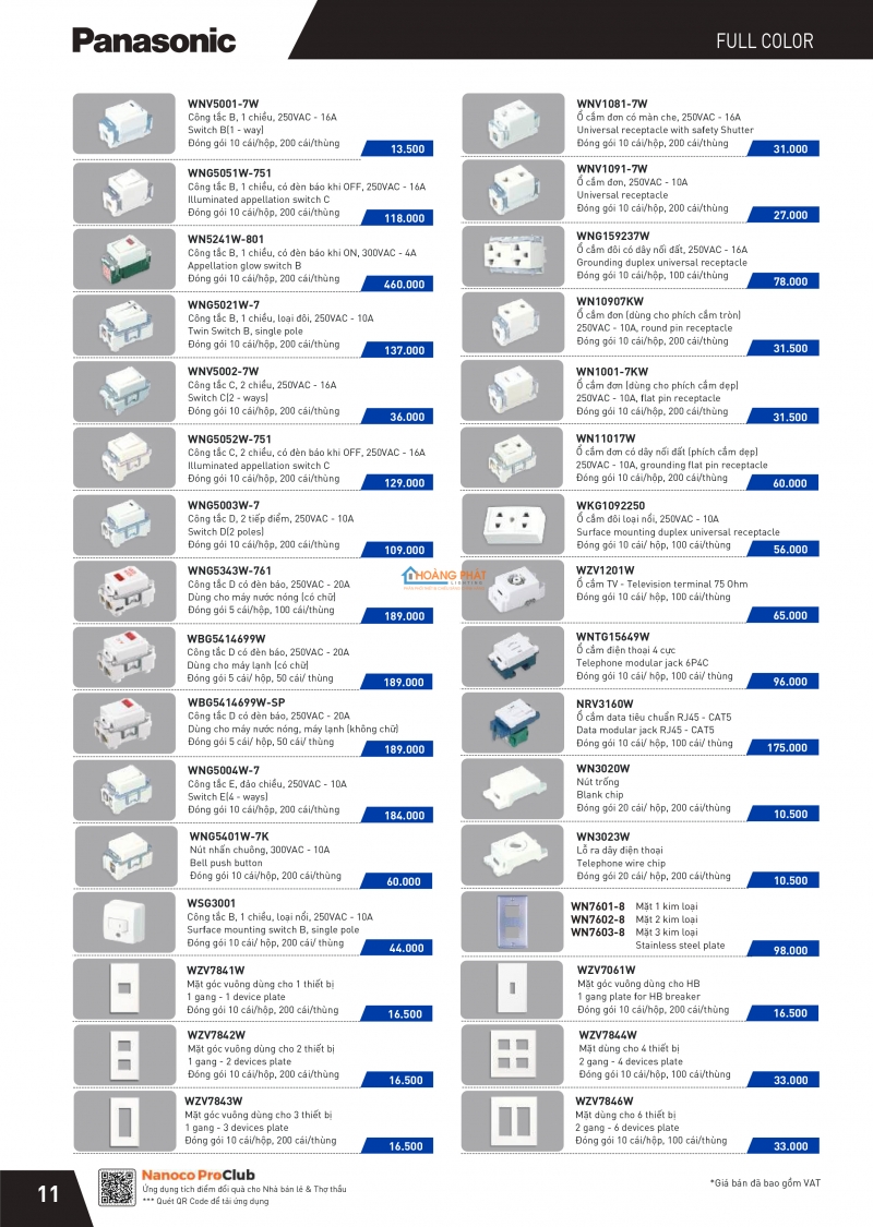 Bảng giá thiết bị điện Panasonic 2024 mới nhất