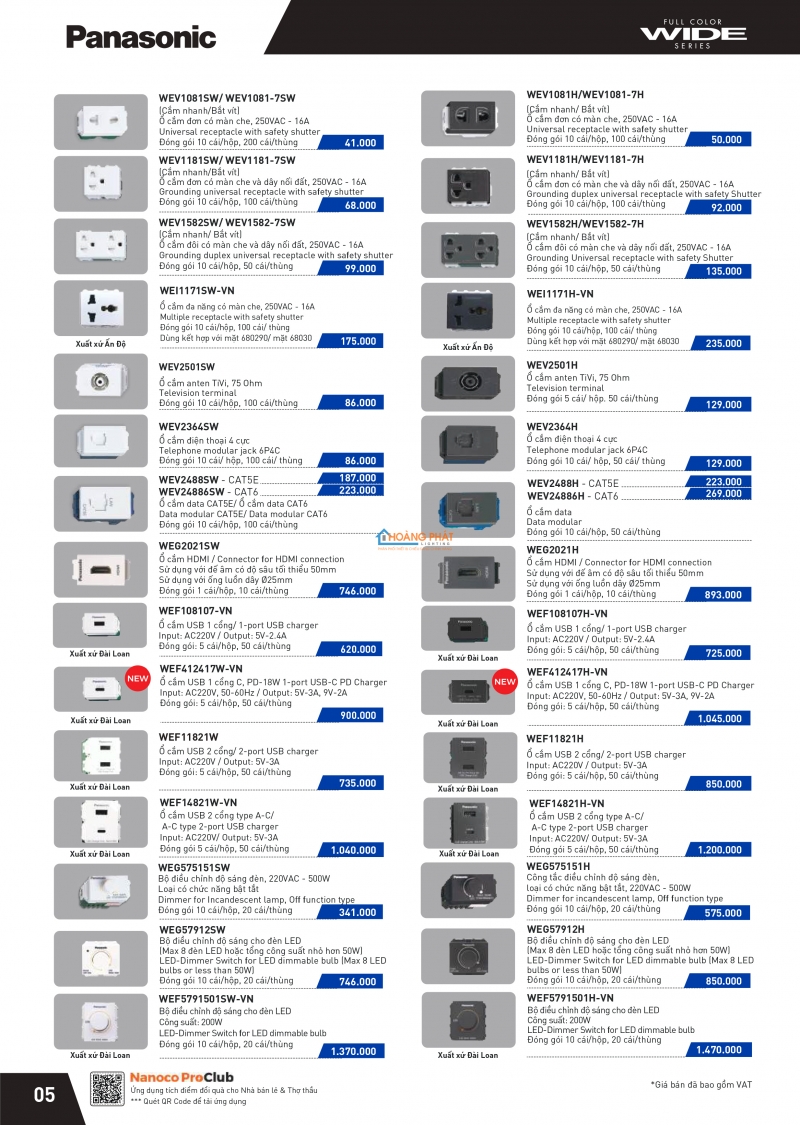 Catalogues thiết bị điện Panasonic mới nhất 2024