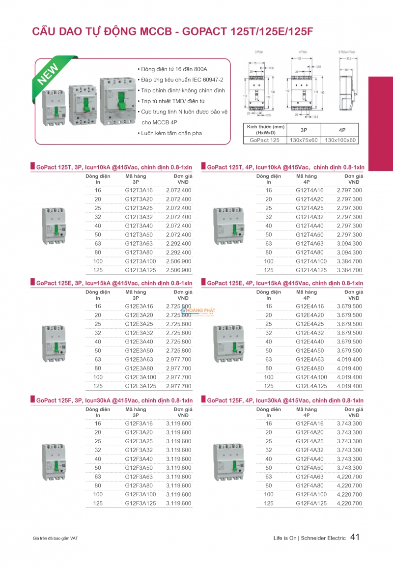 Bảng giá thiết bị điện Schneider 2024 mới nhất