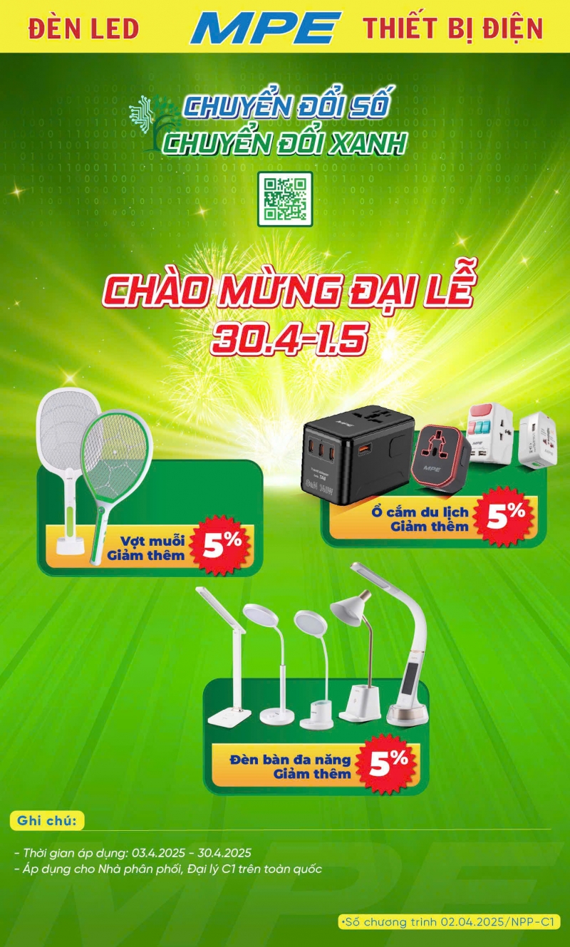 Bảng giá thiết bị điện - đèn led MPE 2025