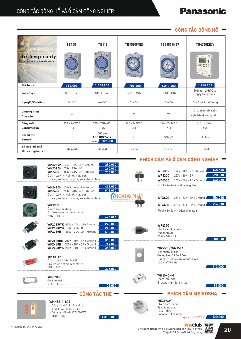 Catalogues thiết bị điện Panasonic mới nhất 2025