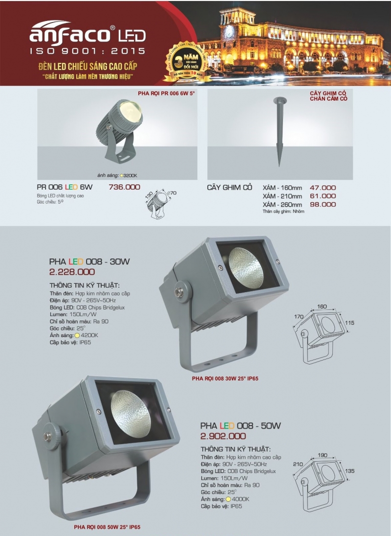 Đèn pha led 6W PR 006 Anfaco