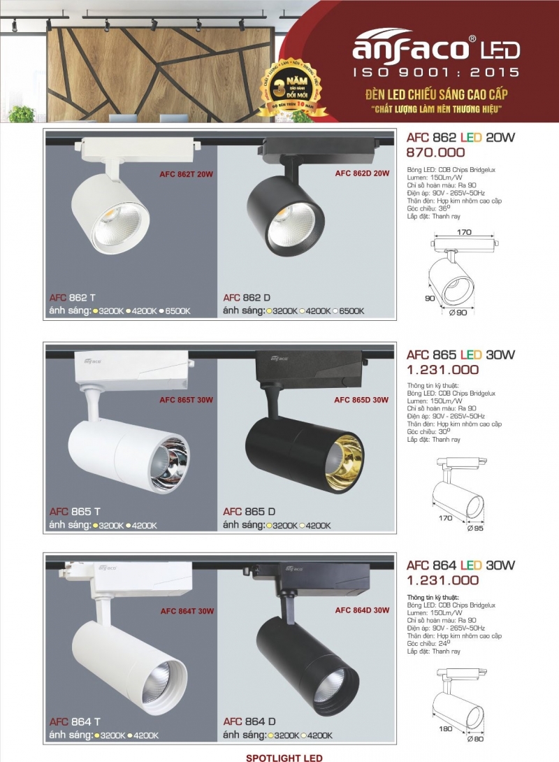 Đèn rọi ray 30W AFC 864 D Anfaco