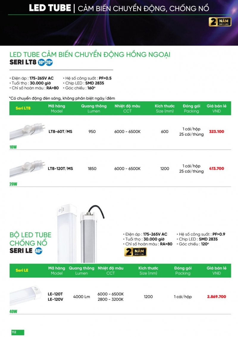 Bộ đèn tuýp led chống nổ 40W LE-120V 1m2 MPE