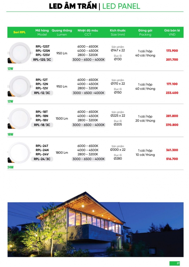 Đèn led âm trần 18W RPL-18V MPE