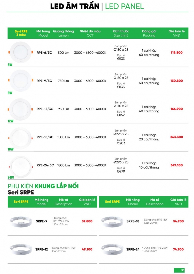 Đèn led âm trần đổi màu 12W RPE-12/3C MPE 
