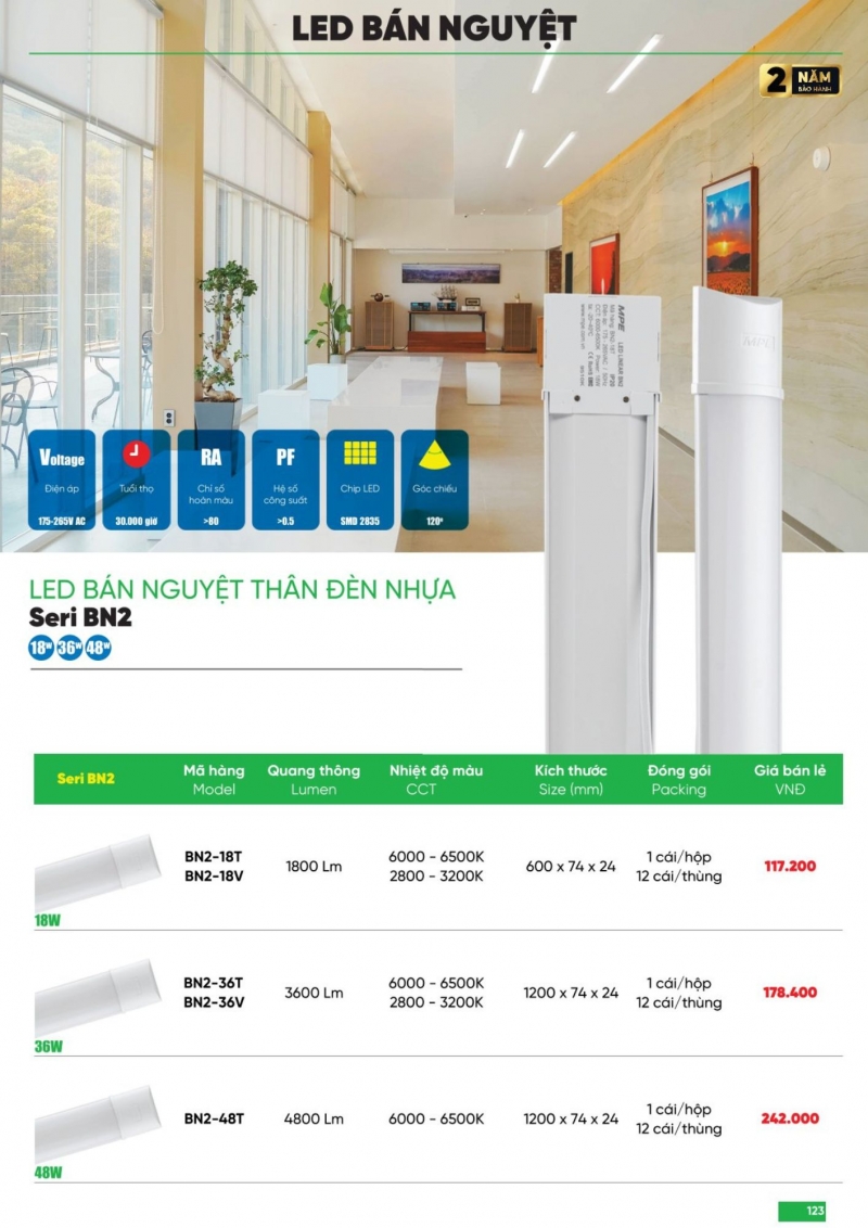 Đèn led bán nguyệt 18W BN2-18V 0m6 MPE