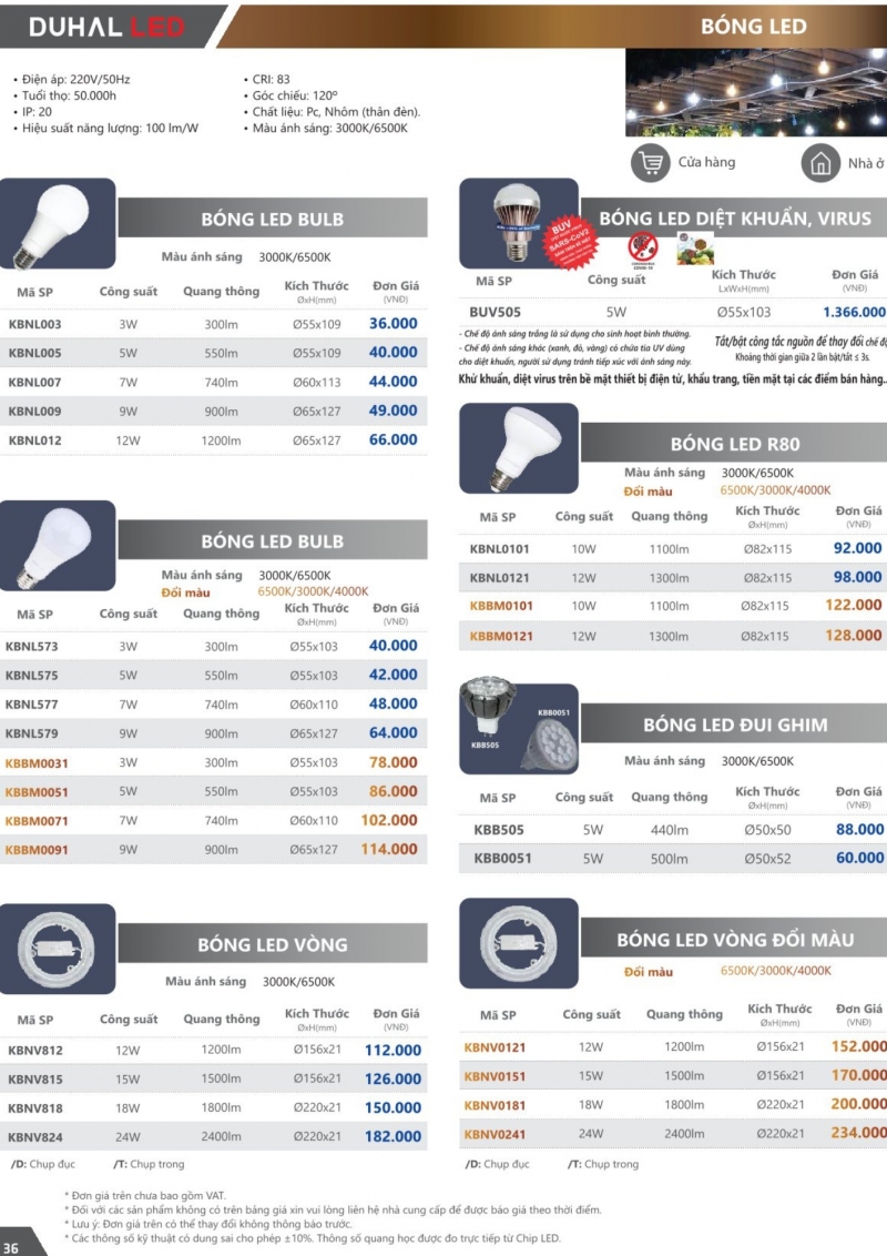 Đèn led bulb 3W KBNL573 Duhal
