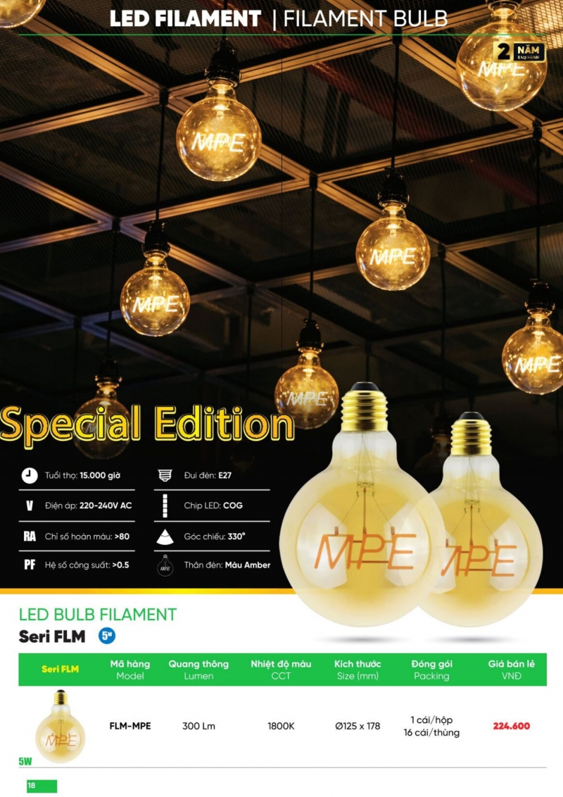 Đèn led bulb Filament 5W FLM-MPE