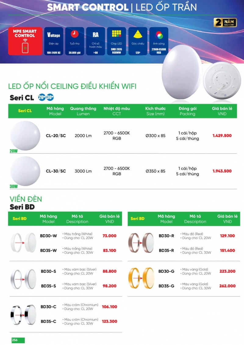 Đèn led ốp trần thông minh điều khiển WIFI 20W CL-20/SC MPE