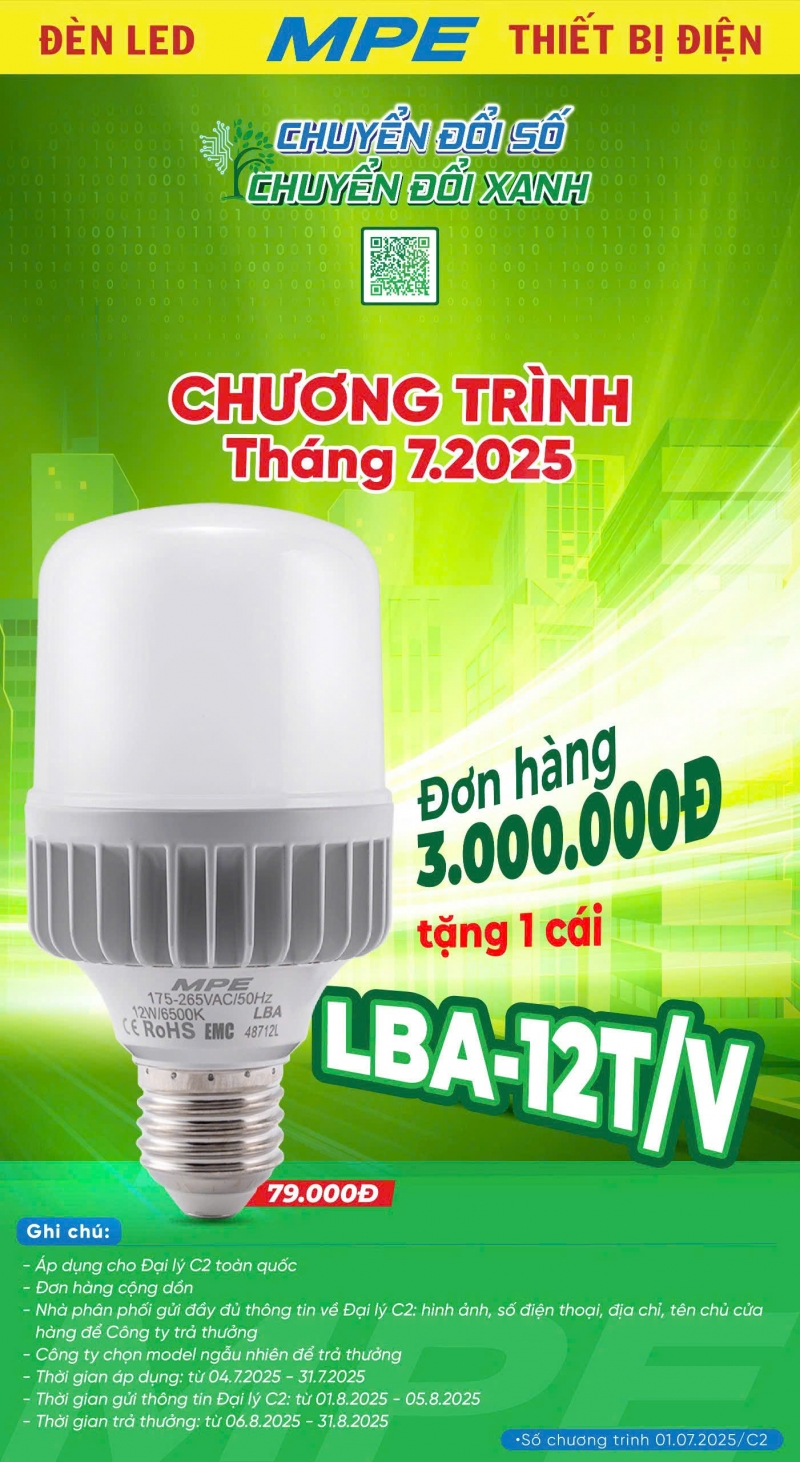 Bảng giá thiết bị điện - đèn led MPE 2025
