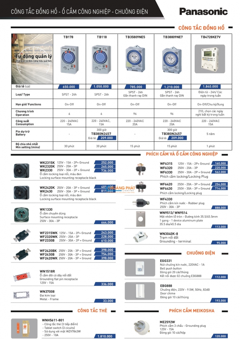Bảng giá thiết bị điện Panasonic 2025 mới nhất