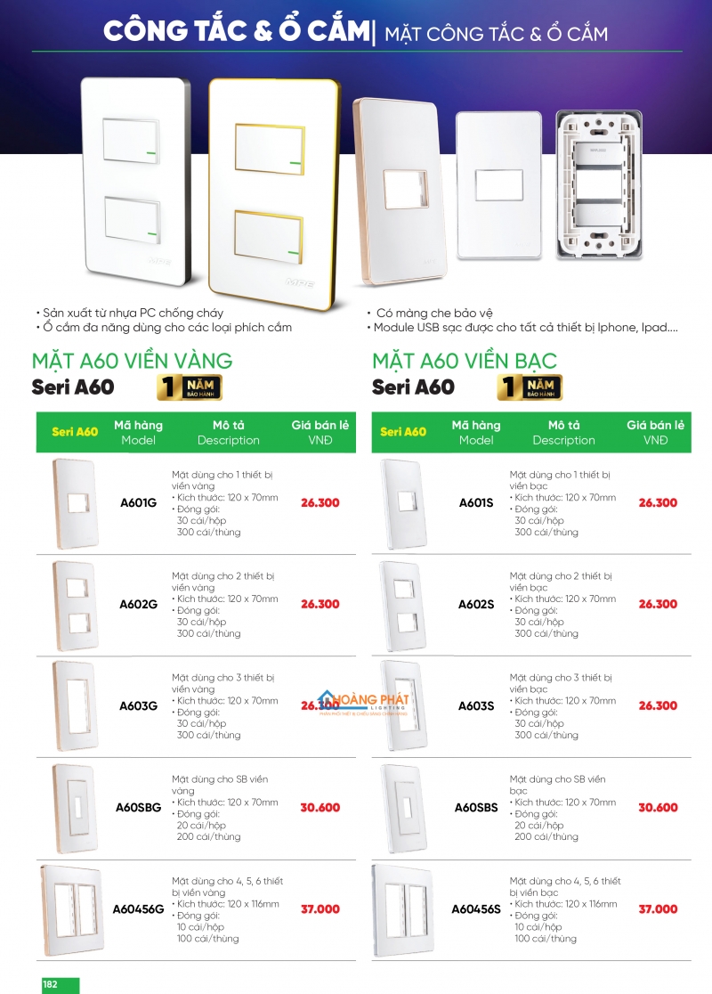Bảng giá thiết bị điện - đèn led MPE 2025