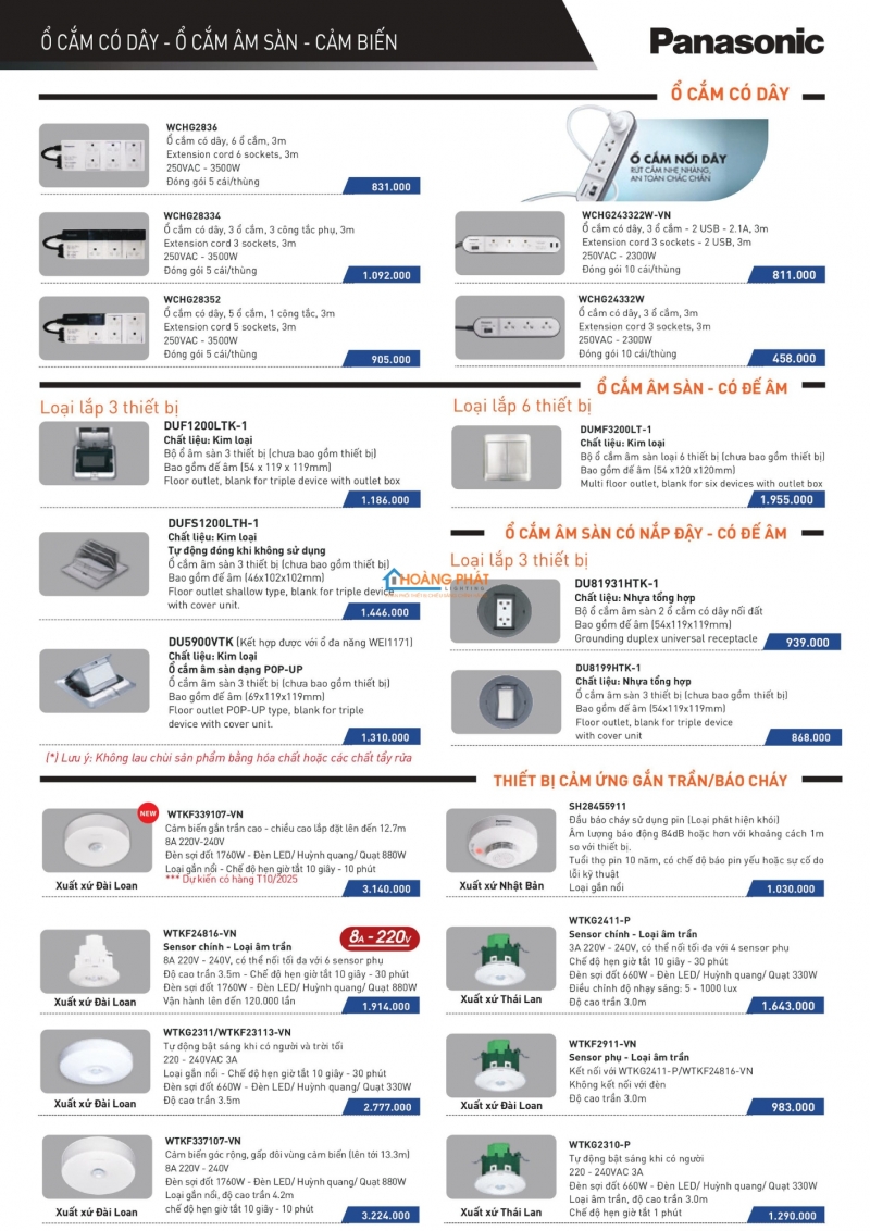 Bảng giá thiết bị điện Panasonic 2025 mới nhất