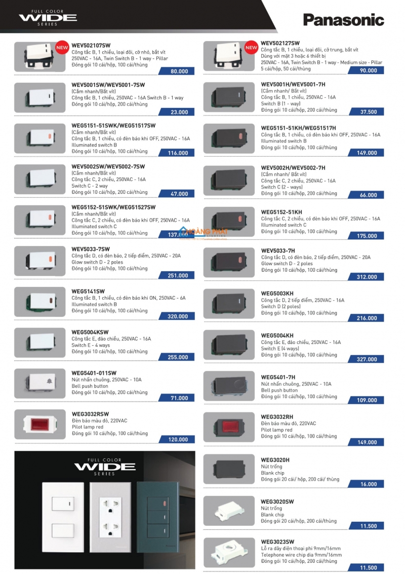 Bảng giá thiết bị điện Panasonic 2025 mới nhất