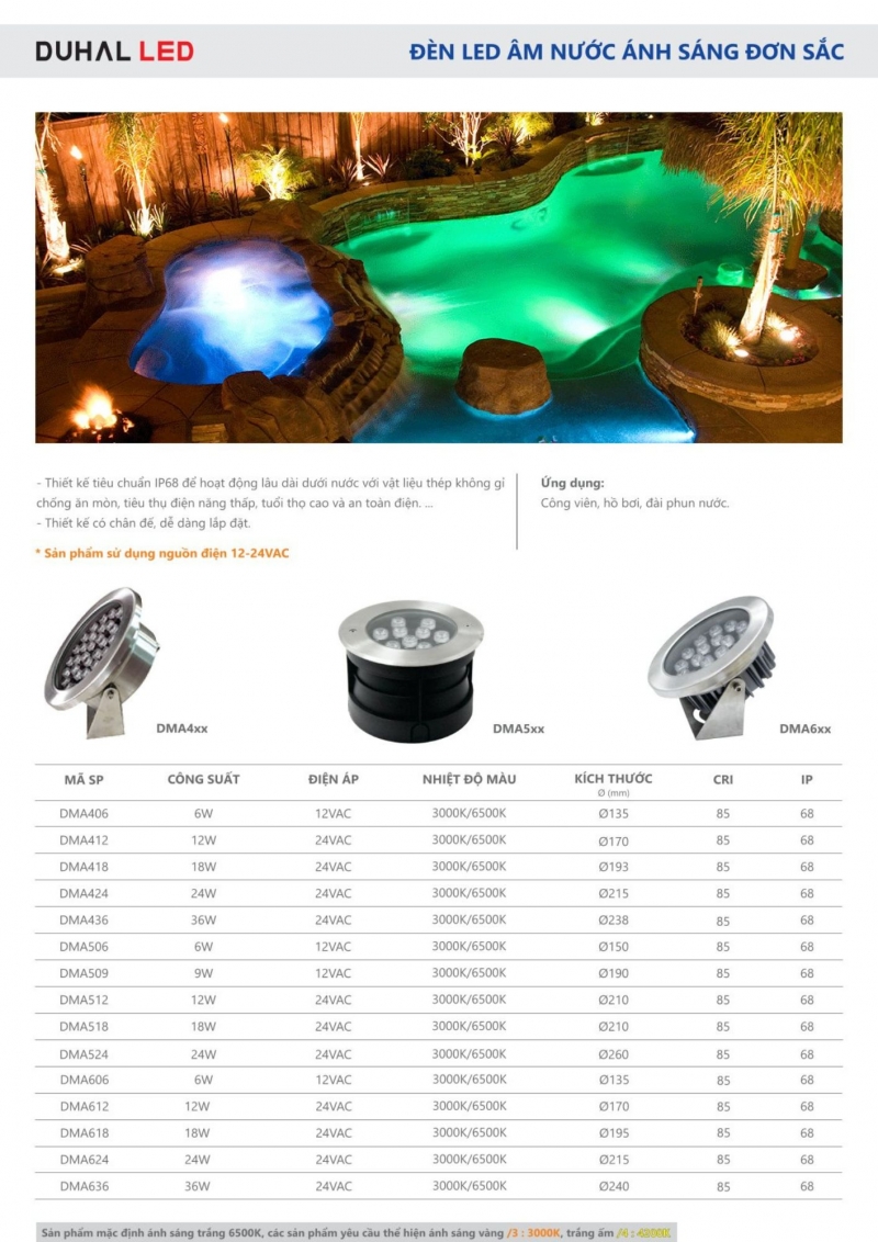 Đèn âm nước 9W DMA509 Duhal