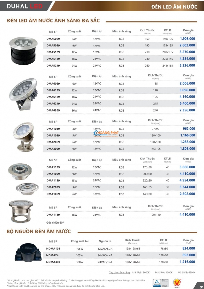Bảng giá đèn led Duhal 2025 mới nhất