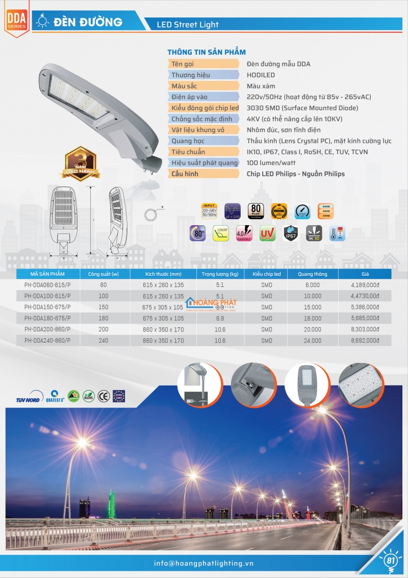 Bảng giá đèn Hodiled 2025 mới nhất