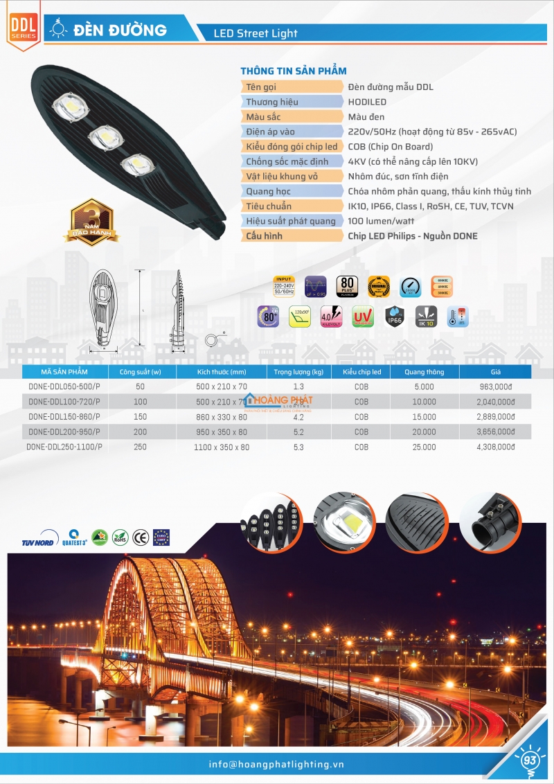 Bảng giá đèn Hodiled 2025 mới nhất