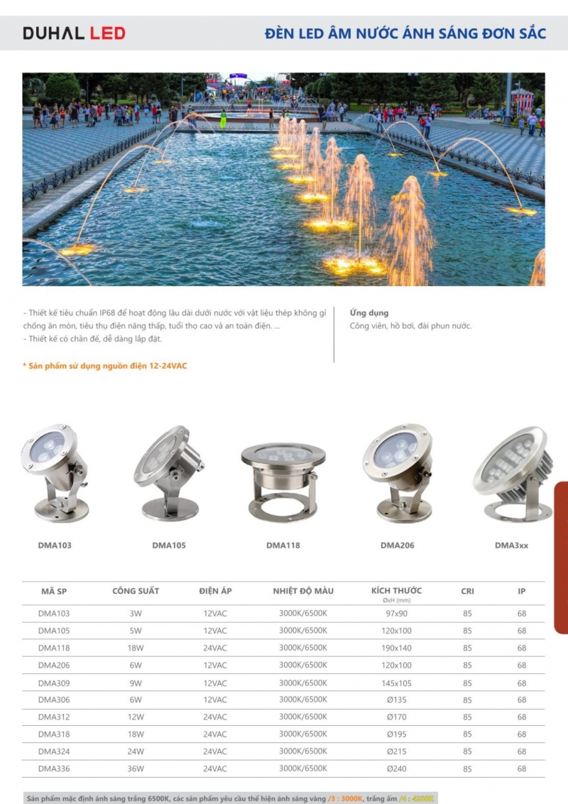 Đèn led âm nước 6W DMA306 Duhal