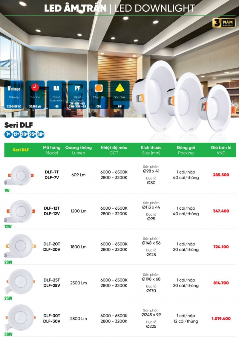 Đèn led âm trần 25W DLF-25T MPE