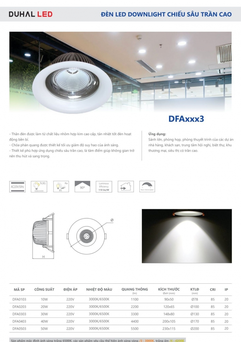 Đèn led âm trần 40W DFA0403 Duhal