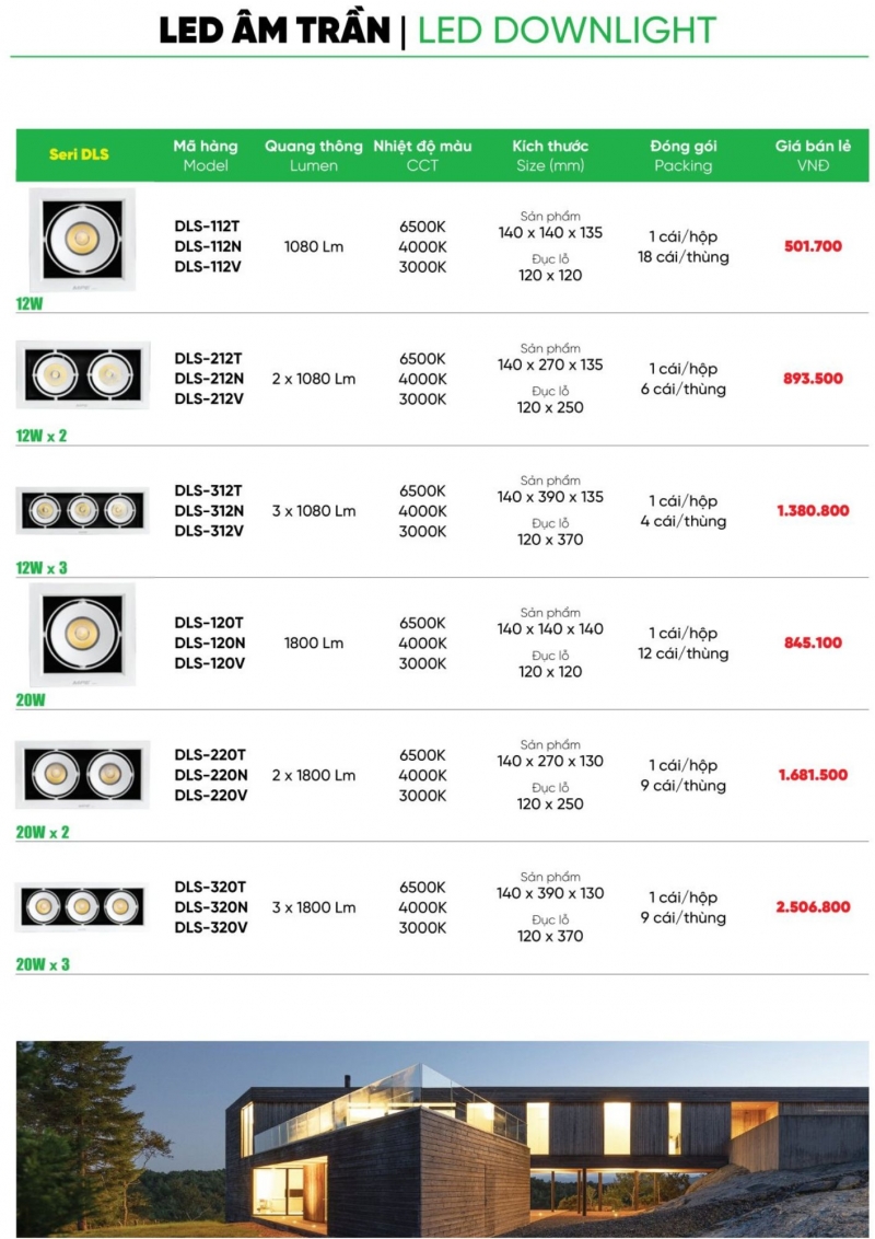 Đèn led âm trần chiếu điểm 12Wx3 DLS-312V MPE