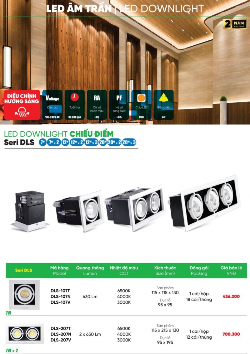 Đèn led âm trần chiếu điểm 7W DLS-107T MPE