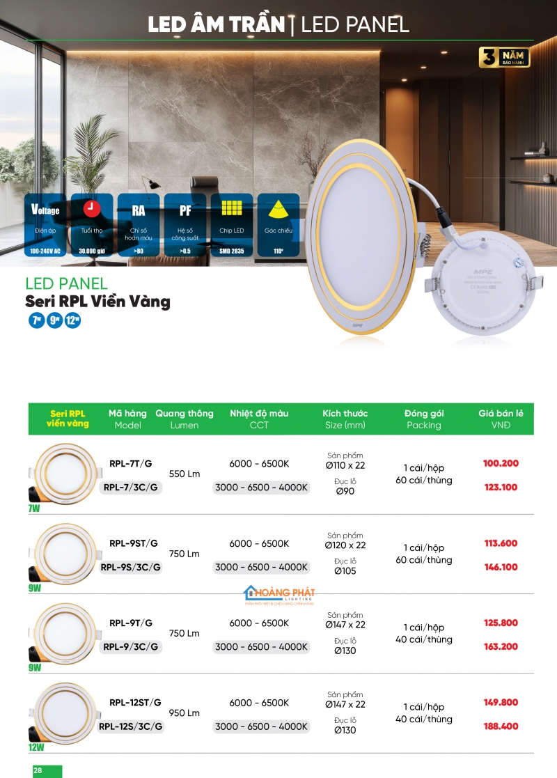 Bảng giá thiết bị điện - đèn led MPE 2025