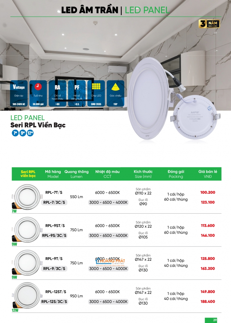 Bảng giá thiết bị điện - đèn led MPE 2025