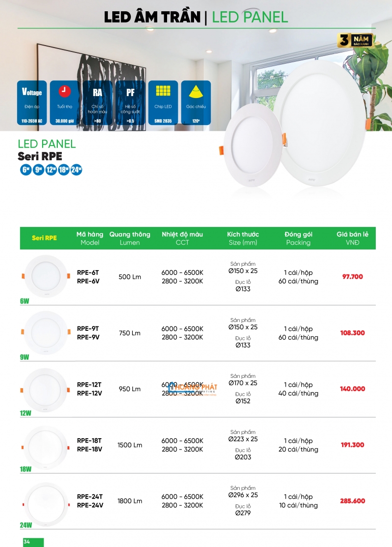 Bảng giá thiết bị điện - đèn led MPE 2025