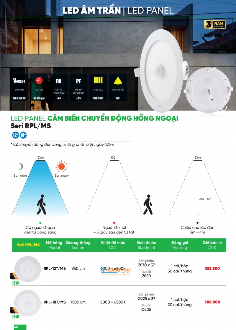 Bảng giá thiết bị điện - đèn led MPE 2025