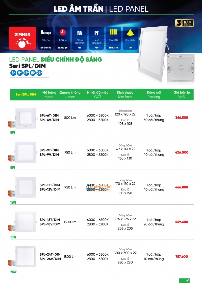 Bảng giá thiết bị điện - đèn led MPE 2025