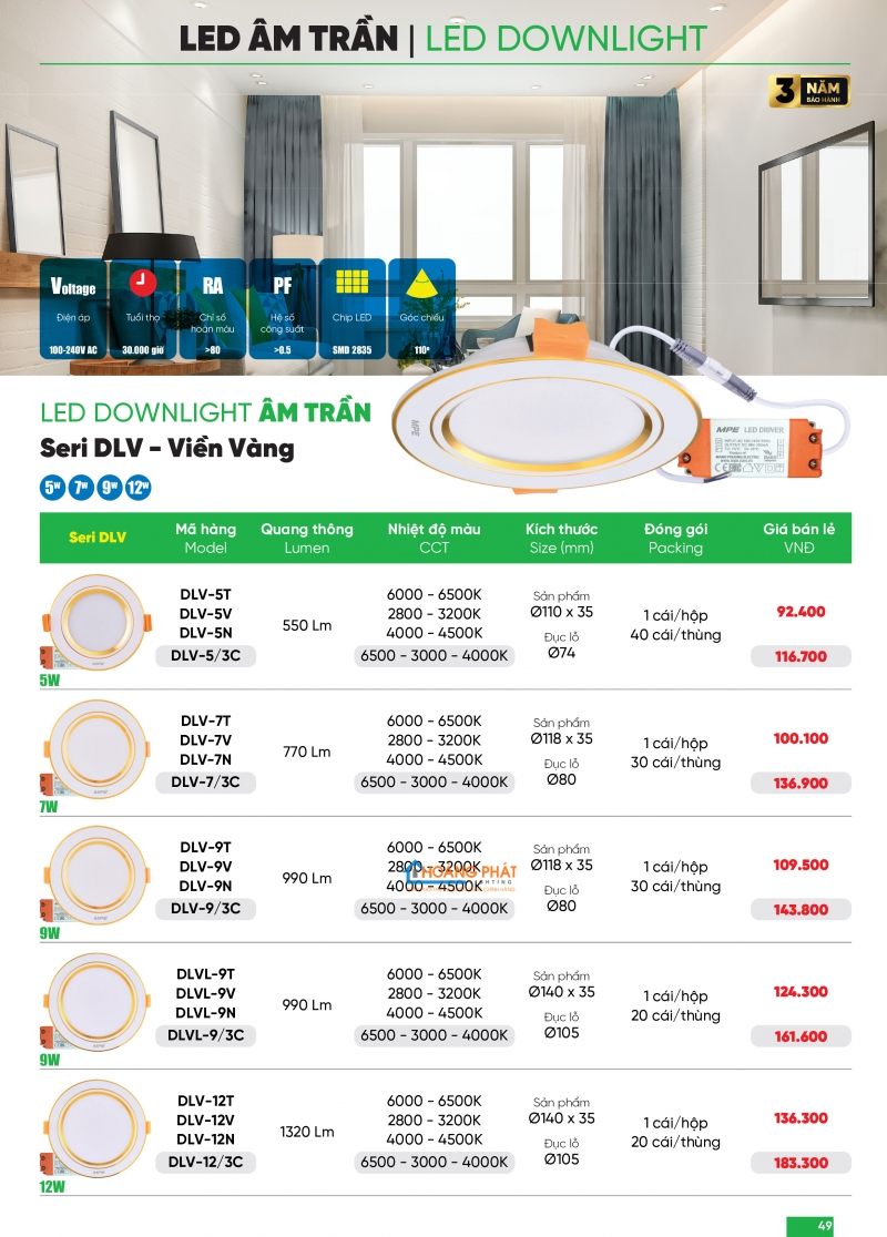 Bảng giá thiết bị điện - đèn led MPE 2025