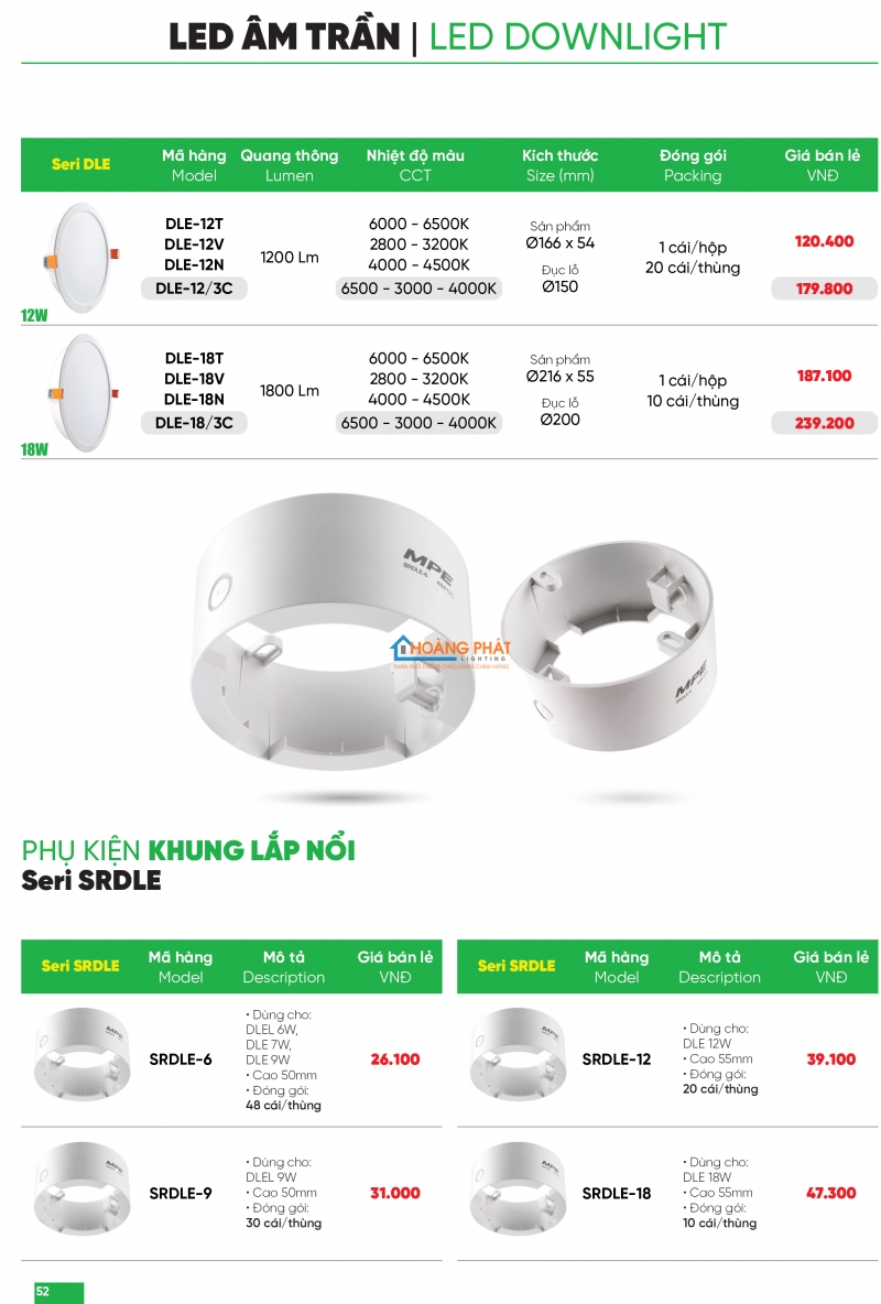 Bảng giá thiết bị điện - đèn led MPE 2025