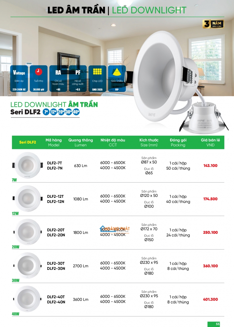 Bảng giá thiết bị điện - đèn led MPE 2025