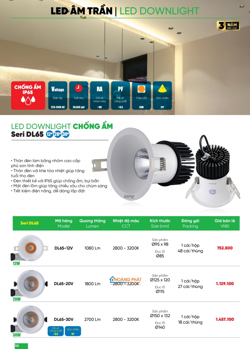 Bảng giá thiết bị điện - đèn led MPE 2025