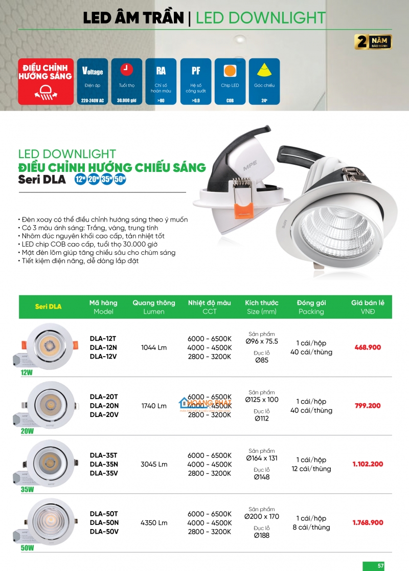 Bảng giá thiết bị điện - đèn led MPE 2025
