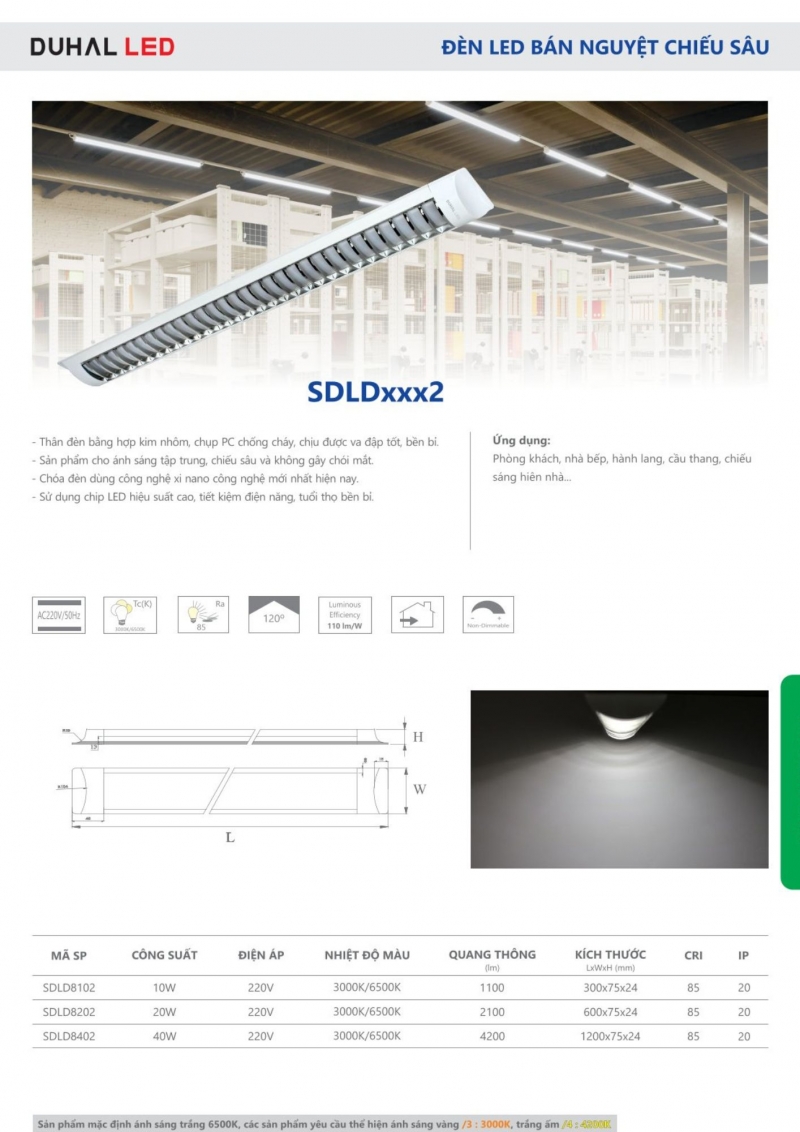 Đèn led bán nguyệt 40W SDLD8402 1m2 Duhal