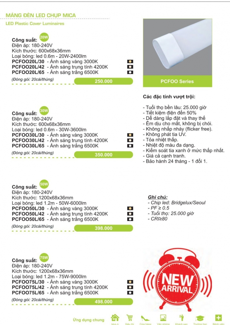 Đèn led bán nguyệt 75W PCFOO75L/42 1m2 Paragon